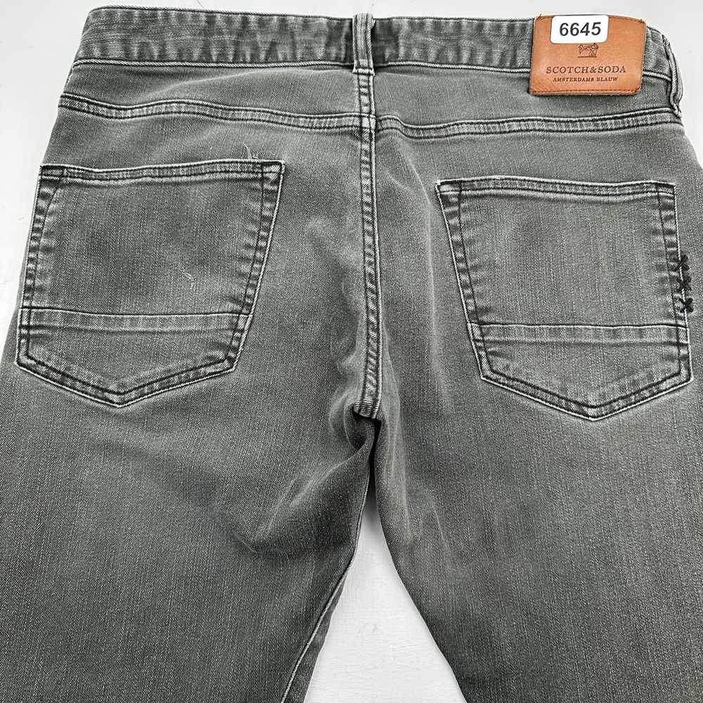 Scotch & Soda Ralston Jeans 32x32 Army Green Slim Straight Stretch Button Fly